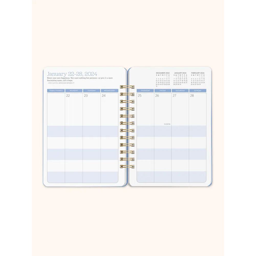 2024 Orange Circle 17 Month DoItAll Planner Coral Grid